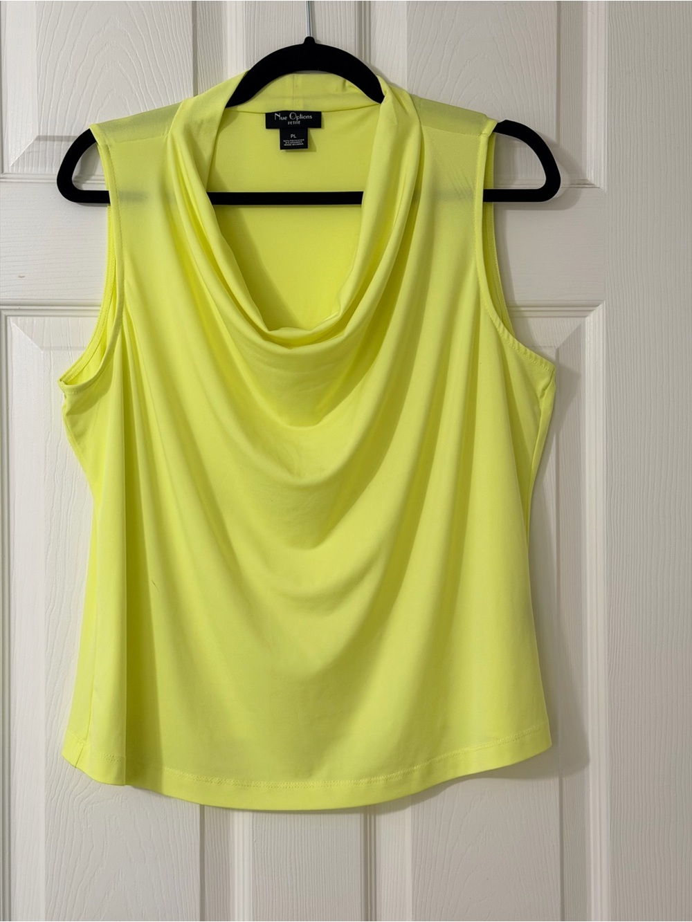 Nue Options Neon Lime Draped Cowl Neck Sleeveless Top